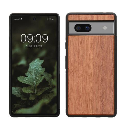kwmobile スマホケース Google Pixel 7a対応 ケース - 木製 携帯ケース TPUバンパー - ナチュラル ウッド スタイル