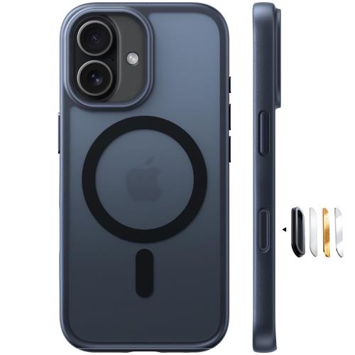 TORRAS iPhone 17 用ケース 米軍進化耐衝撃・高性能Magsafe対応指紋防止 黄変防止 米軍保護工学 マグネット搭載 衝撃吸収 頑丈 カメラコントロールボタン付き ストラップホール 半透明 Guardian-Mag ブラック