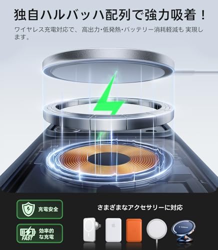 TORRAS iPhone 17 Pro 用ケース 米軍進化耐衝撃・高性能Magsafe対応指紋防止 黄変防止 米軍保護工学 マグネット搭載 衝撃吸収 頑丈 カメラコントロールボタン付き ストラップホール 半透明 Guardian-Mag ブラック 3