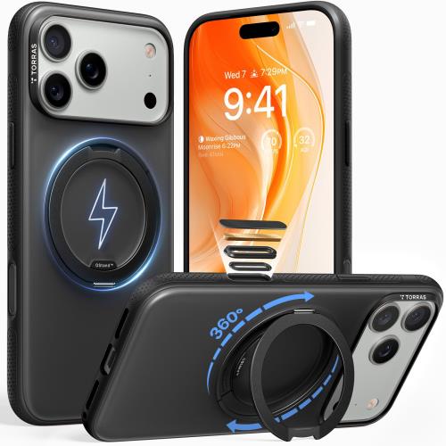 TORRAS iPhone 17 Pro 用ケース カチカチ・多機能360度回転スタンドリング Ostand O3 Fitness MagSafe対応 米軍MIL規格耐衝撃 スタンド 指紋防止 黄変防止 カメラコン