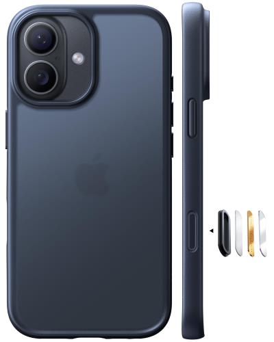 米軍進化保護・マット半透明 TORRAS iPhone 17 用 ケース 3倍米軍MIL規格 耐衝撃 半透明 マット仕上げ 滑り止め 黄ばみ防止 指紋防止 カメラコントロール保護 ストラップホール付き ボタン付属 For あいふおん17ケース 6.3インチ 「Guardian 」 ブラック