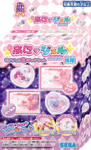 (C)SEGATOYS 対象年齢:6才以上 ぷにぷにキラキラの本格チャームが作れるぷにジェル専用の別売りジェル キラキラ可愛いぷにぷにチャームをたくさん作っちゃお セット内容:ラメジェル:2袋、取扱説明書:1部