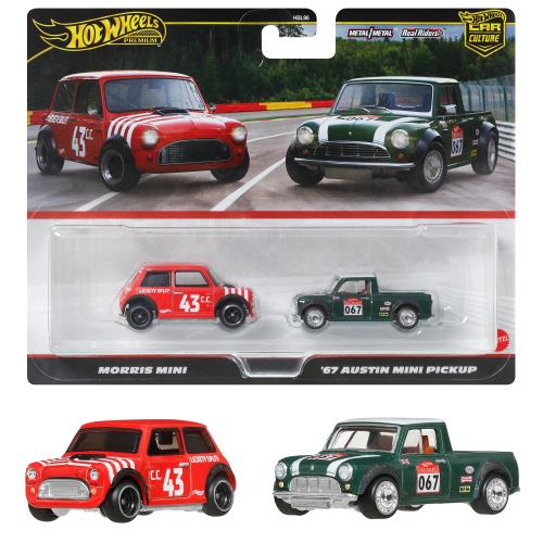 乐天商城 - ホットウィール(Hot Wheels) プレミアム 2パック - モーリス ミニ / '67 オースチン ミニ ピックアップ 乗り物おもちゃ ミニカー 3歳から マルチ JBK97