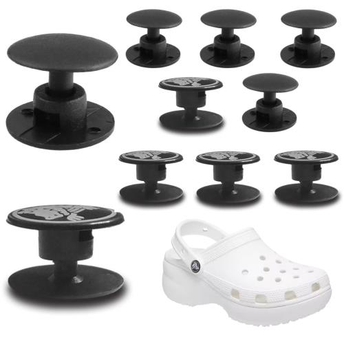 クロッグサンダル用 10個セット リペアパーツ リベットボタン 靴用 留め具 クロコボタン 外れたストラップの修理 補修部品 交換用 ブラック