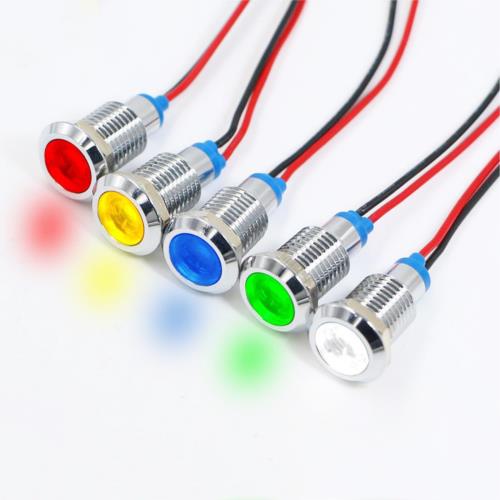 防水インジケータライト 12V LED 5色セット(赤/黄/青/緑/白) 防水信号ランプ 警告ランプ パイロットラ..
