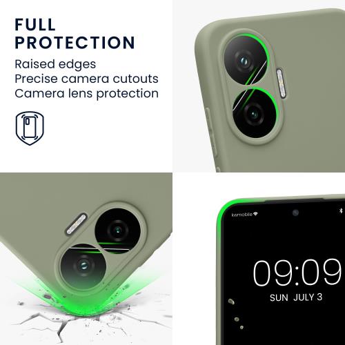 kwmobile スマホケース Xiaomi Poco F7対応 ケース - スマートフォン バックカバー TPU 耐衝撃 グリーングレー