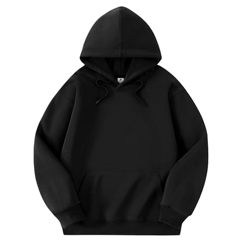 [SLEEPSINERO] パーカー レディース トレーナー ゆったり 一枚で体型カバー・防寒保温 冬服 大きいサイズ 綿 フード付き 着痩せ 防風 ポケット付き オーバーサイズ スウェット 長袖 トップス カジュアル 無地 おしゃれ 秋冬 (L,ブラック)