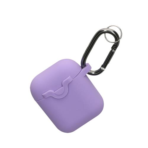 kwmobile イヤホンケース Apple Airpods 1 2対応 ケース - ロック機能 シリコン 落下防止 ラベンダー