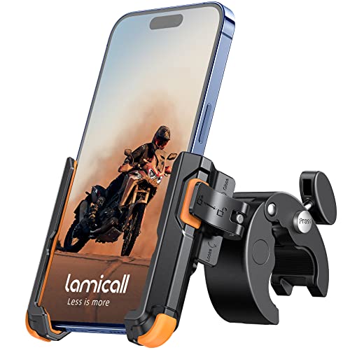 楽天FIDELALamicall クイック取付 自転車 スマホ ホルダー : 自転車 携帯ホルダー ロードバイク iphone bike mount 落下防止 360度回転 簡単取付 iPhone 16 16 Plus 16 pro 16 pro max iphone 15/14/13/12/11 android 4.7－7インチに対応 オレンジ