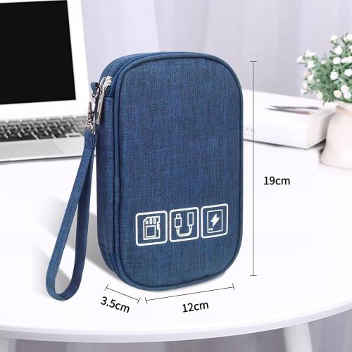 ガジェットポーチ 19*12cm 三層式 PC周辺小物用収納ポーチ ケーブル収納ポーチ PC小物入れ 便利グッズ 軽量 防水 旅行 出張 (紺色) fidela-10655003 FIDELA サンプル画像2