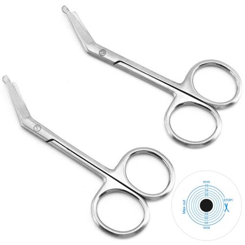 ストーマバッグシザー 11cm*5.3cm 2個入りストーマポーチ鋏 包帯用ハサミ 鈍い丸い先端 ステンレス製 ..