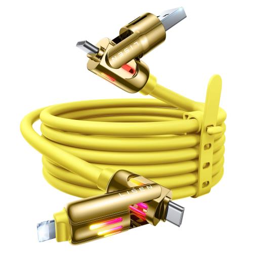 LISEN らいとにんくけーぶる2M, 最大240Wマルチ充電ケーブル4in1 液体シリコーン, らいとにんくけーぶる タイプc 急速充電 480Mbps データ転送, C to C/タイプc ライトニング/USBA to USBC/Lightning ライトニングケーブル USB-C iPhone16/iPhone13シリーズ/Switch 2/Macbook