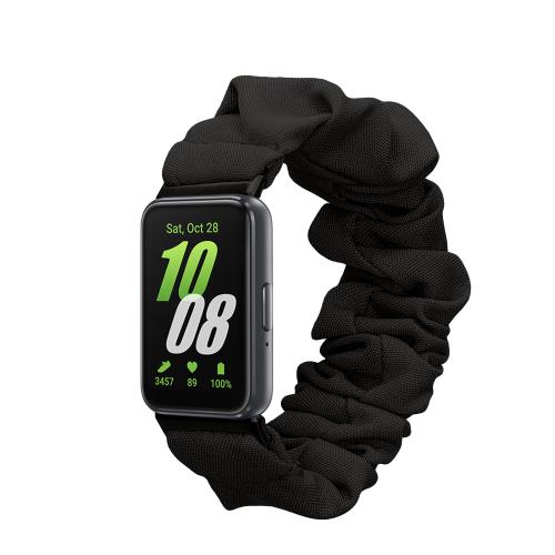 Samsung Galaxy Fit 3対応 バンド - 交換ベルト シュシュ ゴム コットン 14-19 cm - 黒色