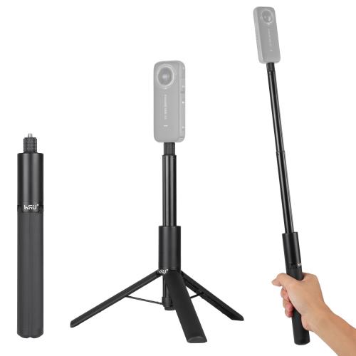 HSU 自撮り棒 三脚 Insta360 セルカ棒 俯瞰撮影 アクションカメラ/カメラ 三脚 Insta360 X5/X4/X3/AcePro/AcePro2/GoPro13/12/11/10/DJI Osmo Action 5 Pro/4/3対応アクセサリー 120cm 長さ調節可能 軽量 7段伸縮自由