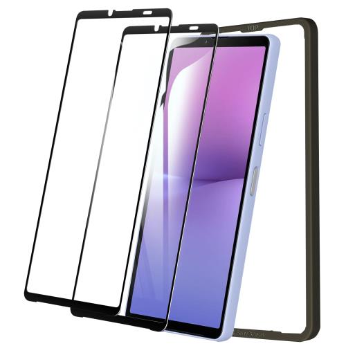 iXinQu Xperia 10 Vl/Xperia 10 V 用 ガラスフィルム ガイド枠付き 全面保護 エクスペリア SO-52E/SOG14 対応 保護フィルム 指紋防止 硬度9H 強化ガラス 耐衝撃
