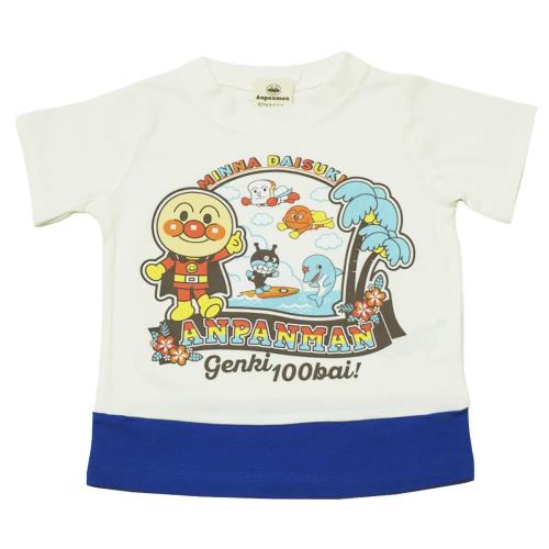 [バンダイ] クラシック jksa3091 夏物 アンパンマン 浜辺柄 半袖Tシャツ ベビー ホワイト