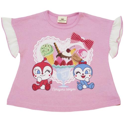[バンダイ] クラシック jksa3076 夏物 アンパンマン 袖シフォン 半袖Tシャツ ベビー ピンク