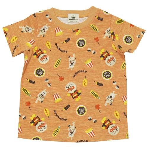 [バンダイ] クラシック jksa3088 夏物 アンパンマン お祭り屋台 総柄 半袖Tシャツ ベビー オレンジ