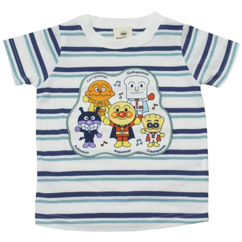 [バンダイ] クラシック jksa3082 夏物 アンパンマン マルチボーダー 半袖Tシャツ ベビー サックス