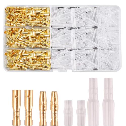 aninako 400個 ギボシ端子セット 金色 ギボシ ターミナル 圧着端子 絶縁スリーブ カバー付き 配線接続 ..