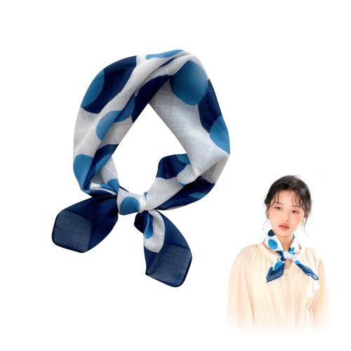 [aninako] スカーフ バンダナ 58×58cm ネッカチーフ 正方形 リネンスカーフ キュート エレガント プリント カジュアル 通勤 オフィス 万能 レディース 髪飾り アクセサリー 海辺 旅行 ギフト 春夏秋 (青)