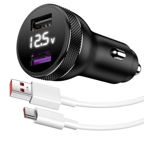 ASKUBSKU カーチャージャー 1M USB Type-Cケーブル付き 67Wターボチャージャー 急速充電/2ポート/12V・24V車対応 対応xiaomi RedmiBook 15/MIX Flip/Mix Fold 3/14T/13T/Redmi Note 13 Pro/Note 13 Pro/POCO M6 X6 Pro 車載充電器 車 usbソケット タイプC充電ケーブル