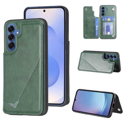 Anrek新型 SAMSUNG Galaxy S25/SC-51F/SCG31 用 背面 カードケース 手帳型 ランヤード付 背面カバー (ダルグリーン) ギャラクシーs25 スマホケース サイドマグネット カード収納 横置き機能 PUレザー 財布型 携帯カバー サムスンs25 GREEN