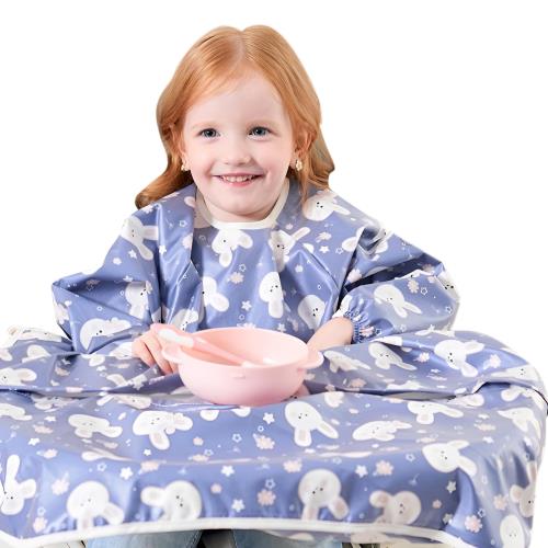 [aninako] お食事エプロン 離乳食 エプロン オールインワン 長袖 取り外し可能な裾 防水 お手入れ簡単 ..