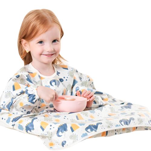 [aninako] お食事エプロン 離乳食 エプロン オールインワン 長袖 取り外し可能な裾 防水 お手入れ簡単 ..