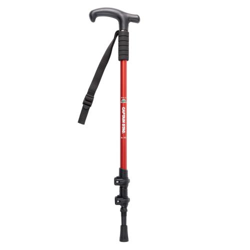 キャプテンスタッグ(CAPTAIN STAG) トレッキングポール トレッキングステッキ 3段 type2 レバーロック式 T型グリップ レッド FEEL BOSCO UM-2335