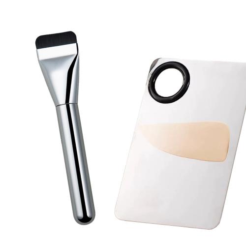 YINKE ファンデーションブラシ 1本セット 平型 薄い 伸ばしやすい リキッドファンデー向け ツヤ肌 繊維毛 柔らかい 使いやすい 化粧道具 携帯便利