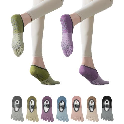 [YOGOTO] ヨガソックス 5本指ソックス レディース 女性用 靴下 つま先あり ショート丈 滑り止め付き フィットネス ストレッチ 通気 防臭 スポーツ ピラティス シンプル