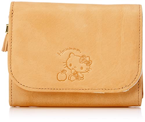 [サンリオ] ハローキティ 財布 レディース 本革 レザー 二つ折り パステルカラー ファスナー パスケース かわいい 牛革 HELLO KITTY (ハローキティ・みるきぃシリーズ) 二つ折り財布 No.87090 キャメル