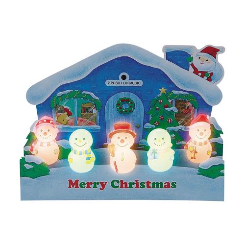 サンリオ(SANRIO) クリスマスカード ライト＆メロディーカード 家の前に立体スノーマン5個 メッセージカード グリーティングカード JXPM38-4 365700のサムネイル