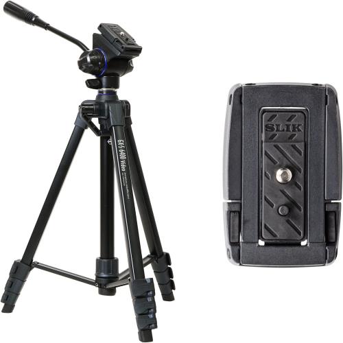 SLIK スマホ三脚 GX-S 6400 VIDEO with One More クイックシューセット レバーロック式 21mmパイプ径 動画撮影対応2ウェイ雲台 全高1580mm クイックシュー式 GXS6400VST 特別セット