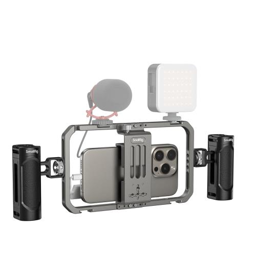 SmallRig スマートフォンビデオキット アルミ製ビデオリグ ハンドヘルド スタビライザーiPhone 16シリーズ用 / iPhone 15 / 15Pro /15 Pro Max/iPhone 14 / 13 Pro/Max 用 HUAWEI 用/Android 用 Tiktok/Youtube ライブ ストリーミング/Vlogging 4121