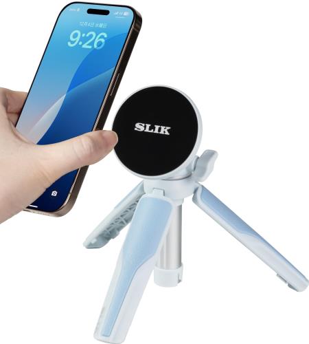スリック スマホ三脚 マグネポッド ブルー Magsafe対応 マグネットリング付属 3段伸縮 Vlog/動画配信/自撮り用 軽量・コンパクト 246801