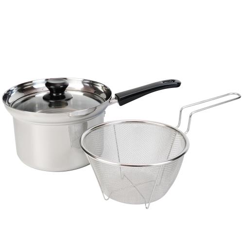 Ih/Gas Compatible - 和平フレイズ ステンレス 片手鍋 18cm 3.6L ザル付 IH対応 ガス 烹味屋 RB-3255