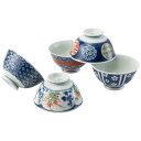 波佐見焼 飯碗 お茶碗 約12cm 5点セット 染錦文様 日本製 20635