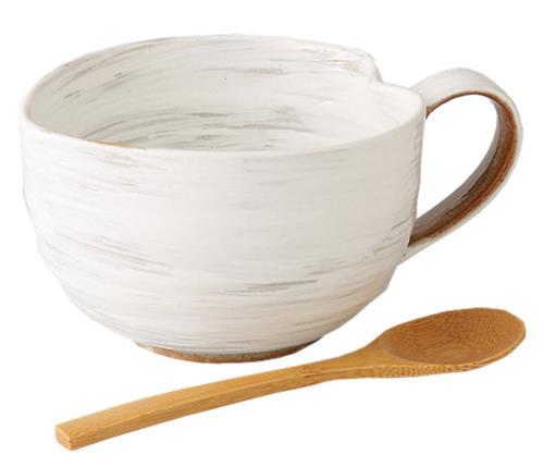 波佐見焼 納豆鉢 陶器 納豆 器 小鉢 スプーン付き (ミニ) 粉引 日本製 42653のサムネイル
