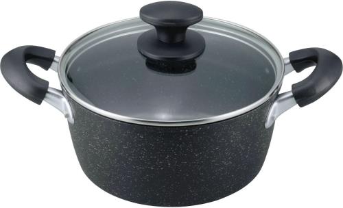 Ih/Gas Compatible - 和平フレイズ 両手鍋 煮物 カレー シチュー マーブル・プレミアム 20cm 軽量タイプ IH対応 MR-7051