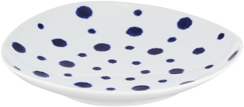 西海陶器(Saikaitoki) 波佐見焼 indigo aidama 変形 多用皿 藍染水玉 32562