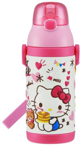 スケーター(Skater) ステンレス 子供用 水筒 380ml ストロー飲み 3D ハローキティ おやつタイム SSPV4 サンリオ-A(3.0)