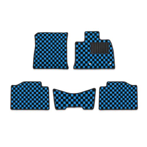 YOURS(ユアーズ), ノート/オーラ 専用 フロアマット 5点セット [カラー：青×黒] [ヒールパッドAタイプ]..