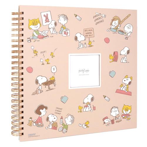 WEB品 ナカバヤシ 窓抜き ましかくリング式アルバム WORA-SQ-378-PE2 ピーナッツ スヌーピー ケース付