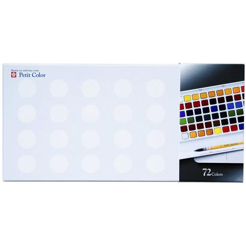 サクラクレパス 絵の具 固形水彩 プチカラー 72色 オリジナル筆入り NCW-72