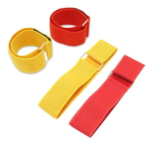 サバゲー ゲームマーカー アウトドア マジックテープ式 5cm×50cm マーカー アーム ベルト バンド 伸縮 固定 タイプ マジックバンド グループ チーム分け 識別 目印 バンドル 簡単脱着 (赤2本 黄2本)