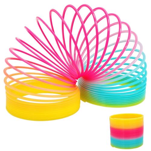 レインボースプリング バネ おもちゃ クラシック カラフルなネオンプラスチック景品 くじ引き 縁日 マジック 手品ギフト 誕生日 記念品 大サイズ(100mm×87mm)