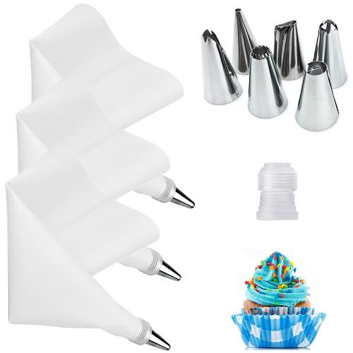 絞り袋 絞り口金 花型作成器 製菓道具 DIY ケーキ クッキー アイシング デコレーションツール お菓子作り用 再利用可能 (ホワイト)