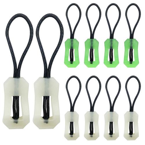 蓄光ジッパータブ 10個セット ジッパープル ジッパータブ ファスナー チャック 部品 交換 延長 修理用 引き手パーツ 取り付け簡単 アウトドア 夜用 プルコード 夜に輝き